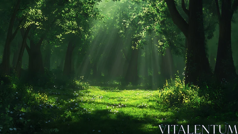 Luminous Forest Cathedral: Atmospheric Light Diffusion Through Ancient Canopy