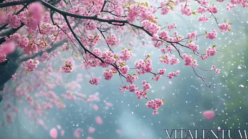 Cherry Blossoms Dancing in Soft Spring Light.