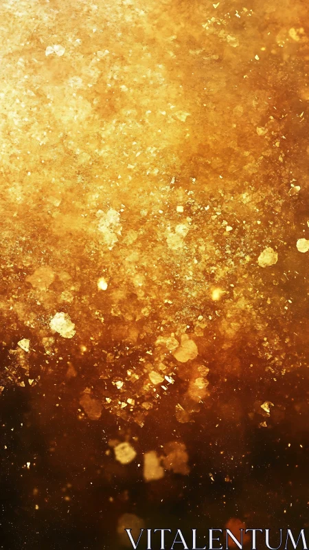 Golden bokeh particulate field with radiant glitter texture.