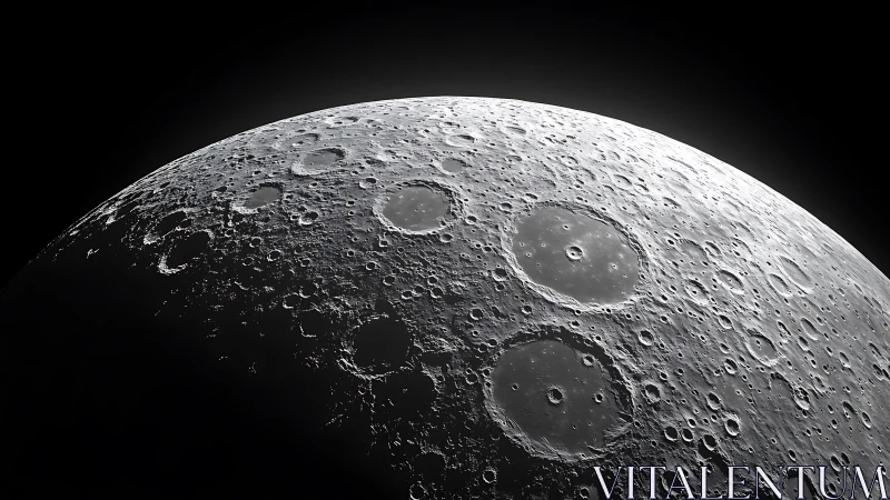Lunar surface close-up shows cratered terminator in stark light