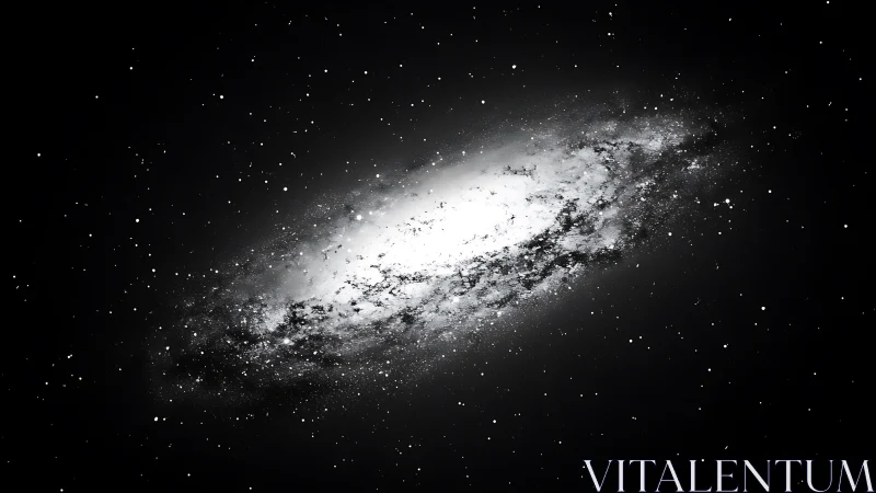 Monochrome spiral galaxy composition in deep space field.