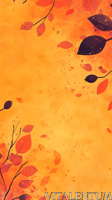 Autumn foliage illustration sets branches against warm gradient field