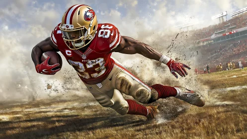 Explosive football dive captures game-winning end zone drive