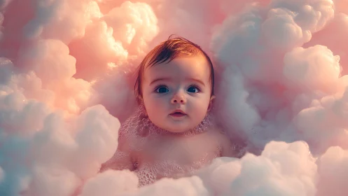 Cherub Among Clouds. A Gentle Dream Unfolds.