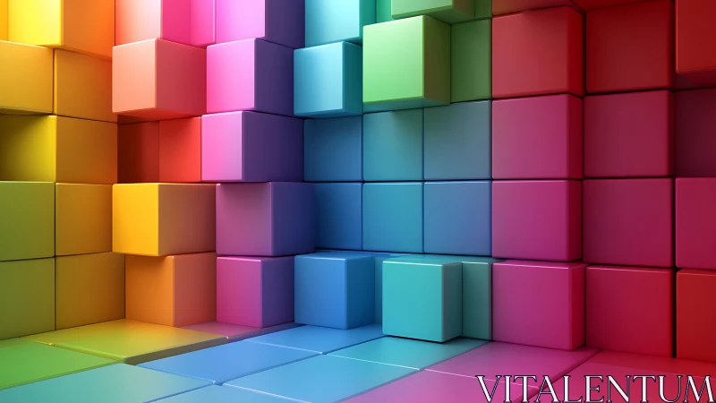 Prismatic cube chamber where color blocks quietly hum.