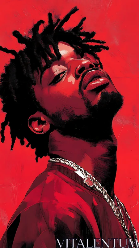 Bold portrait of confident man against intense red backdrop.