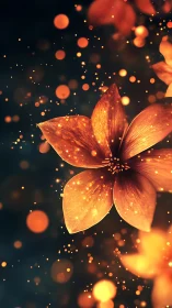 Luminous Flower Petals Glowing in Dark Starlit Night