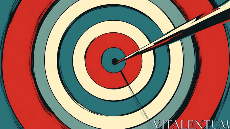 Concentric target rings intersected by a diagonal spear-like form