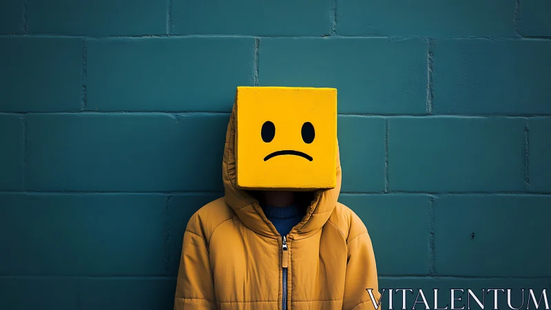 Bright yellow box head gently displays a quiet sad mood