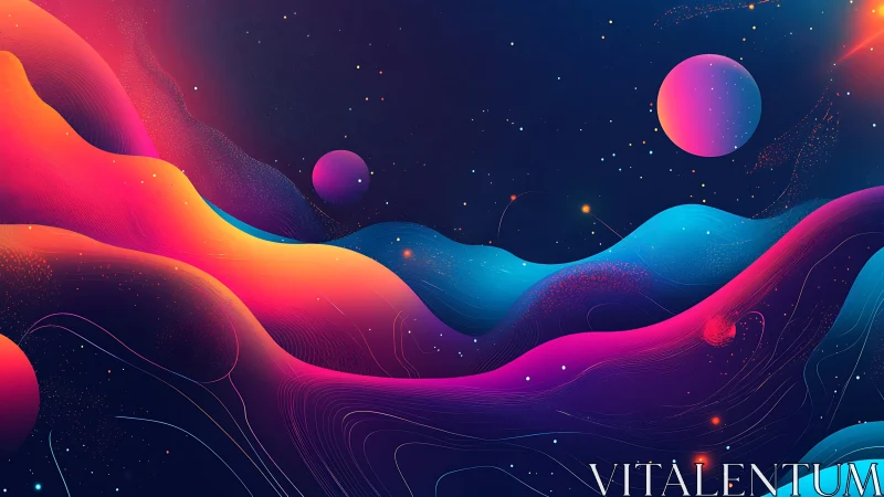 Nebula tides roll beneath twin neon planets at dusk.