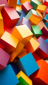 Colorful geometric cubes create dense abstract 3D field