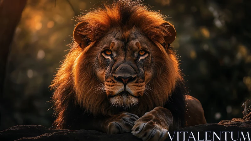 Sunset-eyed lion trades thunder for a velvet stare