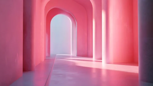 Luminous Pink Corridor Inviting Wonder and Reflection.