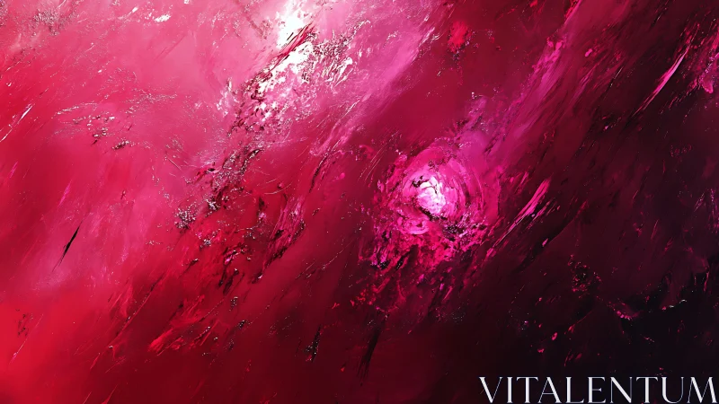 Vivid Abstract Red and Pink Swirl Painting with Textured Brushstrokes.