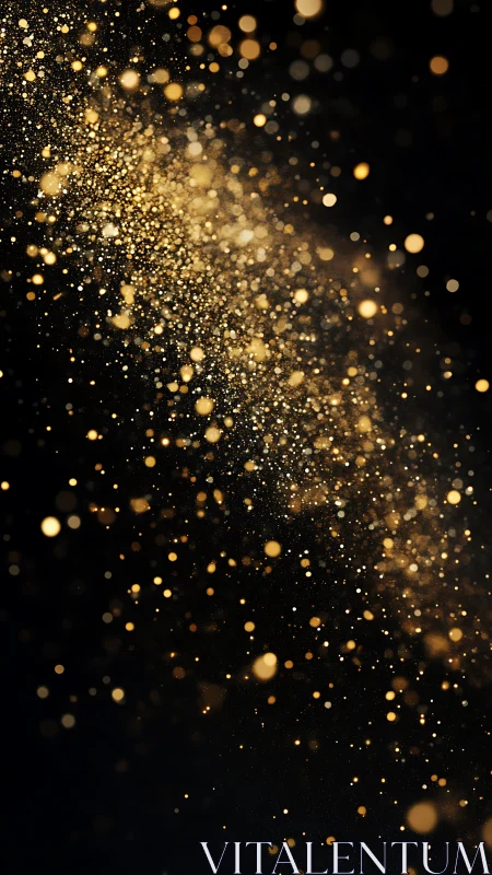 Golden stardust drifts gently across a deep night sky
