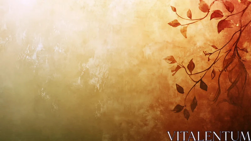 Golden textured backdrop with silhouetted botanical vines.