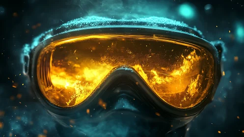 Luminescent Goggles with Dynamic Fire and Cyan Aura