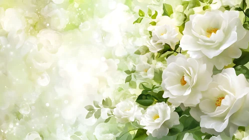 White Roses in Soft Light: Nature's Gentle Dream.