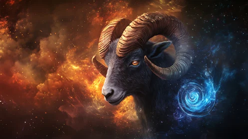Cosmic ram portrait in dual-element nebular composition.
