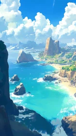 Cliff-Crowned Haven: Where Stone Sentinels Guard Turquoise Reverie.