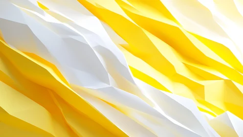 Abstract geometric folds in yellow and white digital art style.