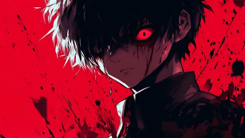 Red-eyed anime antihero emerges from violent crimson void