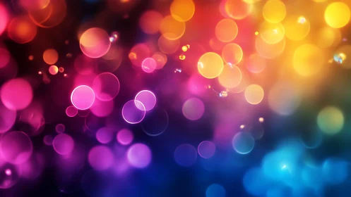 Colorful bokeh lights glowing in a dreamy rainbow haze.