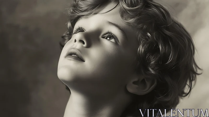 Contemplative profile portrait with classical beauty and ethereal lighting