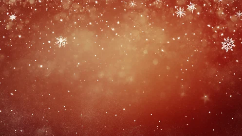 Snowflake silhouettes overlay a red gradient background