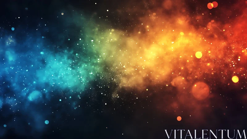 Cosmic color nebula flows from cool blue to warm gold.