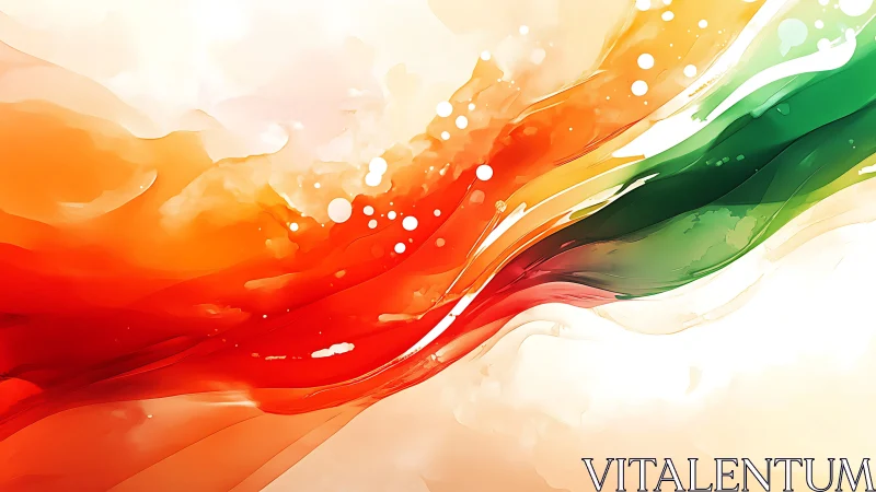 Ribbon rivers of red, orange and green in luminous swirl.