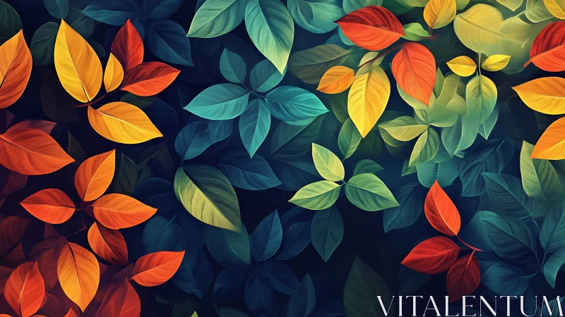 Layered multicolor foliage forms overlapping leaf arrangement