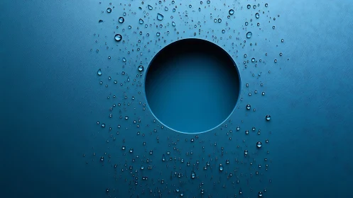 Photorealistic macro circle with radial water droplet field.