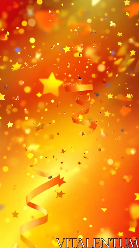 Festive Golden Stars Cascade Through Warm Luminous Background