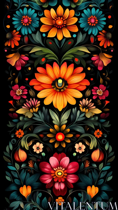 Vibrant Botanical Symmetry: A Spirited Floral Celebration