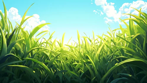Sunlit grassland daydream under a wide summer sky.