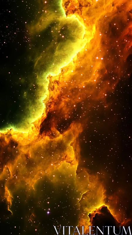 Nebula edge shows ionized gas front with dense star field