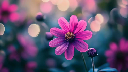Pink Cosmos Flower in Soft Focus Bloom