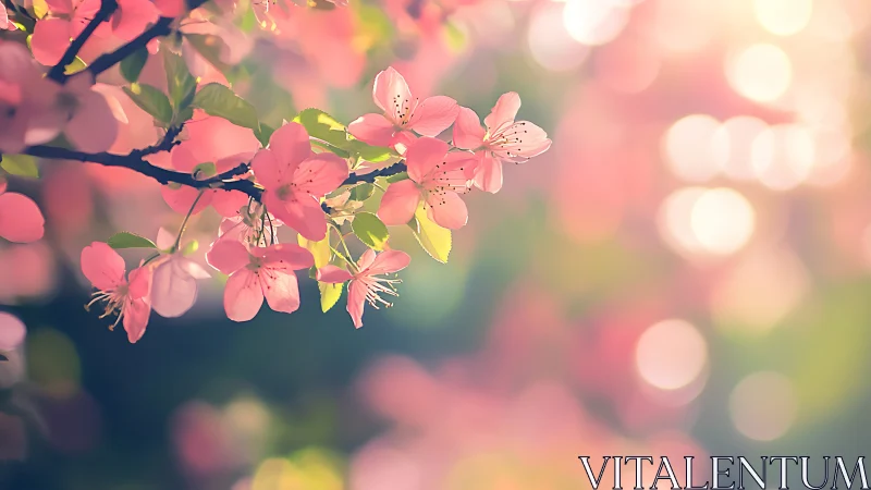 Pink Blossoms in Soft Spring Light.