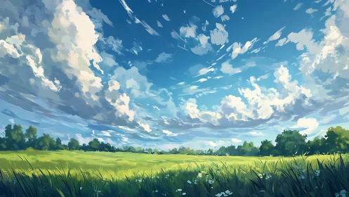 Summer clouds rehearse their grand ballet above quiet fields