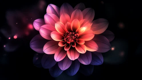 Luminous Dahlia Blooms with Radiant Fire and Shadow