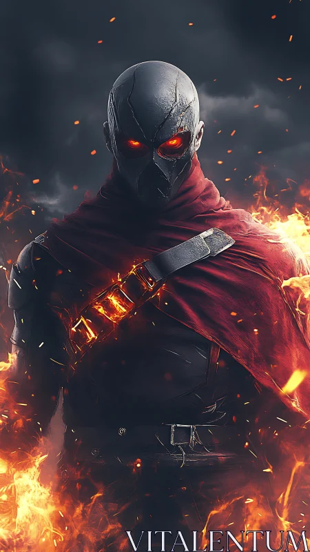 Flaming masked antihero emerges from smoke-filled darkness