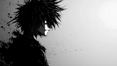 Ink born antihero glowers against a vanishing horizon.