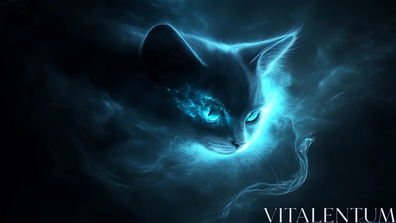 Electric Whiskers: Feline Spirit Blazing Through Luminescent Void.
