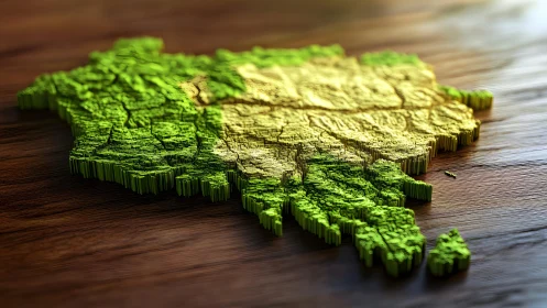 3D Topographic Map of Bosnia and Herzegovina in Vibrant Colors.