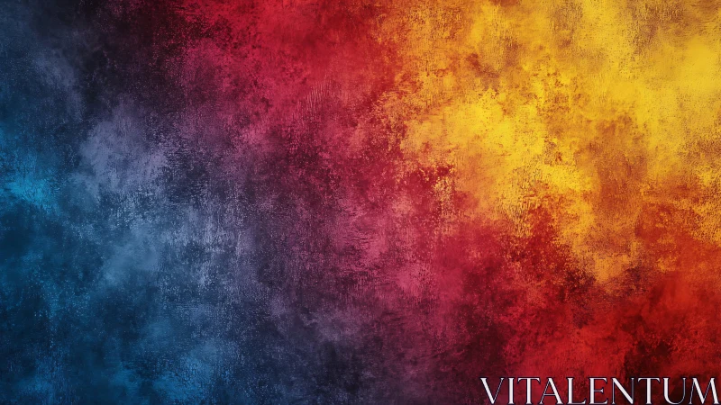 Textured gradient wall with fiery red and cool blue fields.