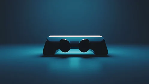 Minimalist game controller render in blue studio lighting.