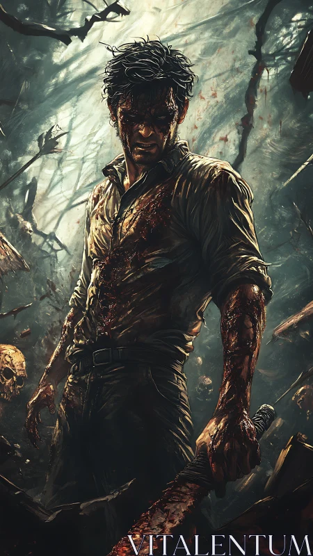 Blood-soaked survivor carves fury through haunted forest