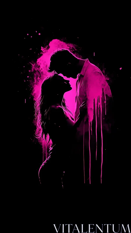 Neon Silhouette Romance: Pink Ink Dissolution.