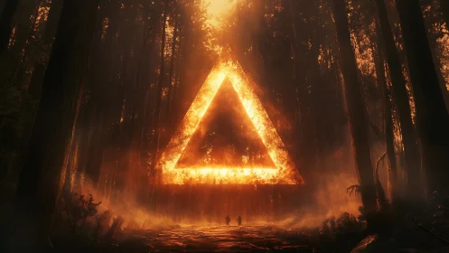 Triangular luminous structure in forest environment with intense thermal glow